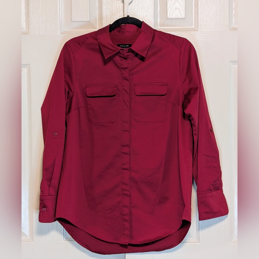 Vision 155 Red Long Sleeve Button-Up Shirt